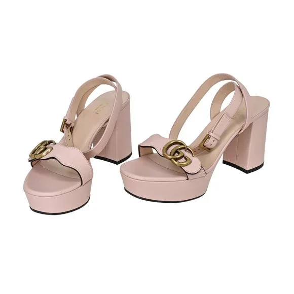 Gucci GG Marmont Leather Platform Sandals - Picture 4 of 16